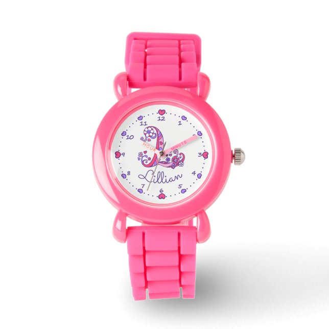 Monogram girls letter L art Lillian name watch (Front)