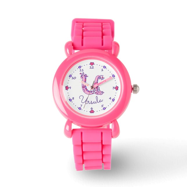 Monogram girls letter U art Ursula name watch (Front)