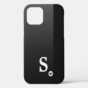 Monogram Girly Black Heart Simple Modern Chic Case