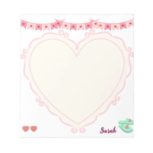 Monogram girly hearts Pink background Pastel Notepad