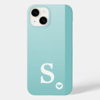 Monogram Girly Mint Green Heart Simple Modern Chic