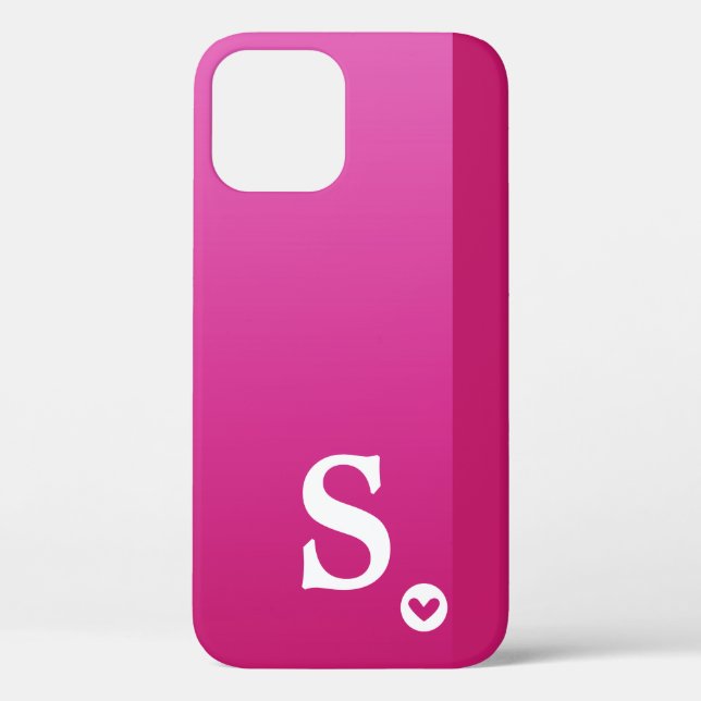 Monogram Girly Purple Heart Simple Modern Chic Cas Case-Mate iPhone Case (Back)