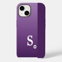 Monogram Girly Purple Heart Simple Modern Chic Cas