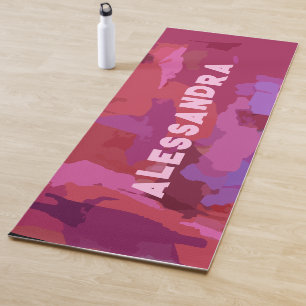 Monogram girly red pink abstract pattern modern  yoga mat