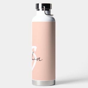 Monogram girly style soft pink water bottle