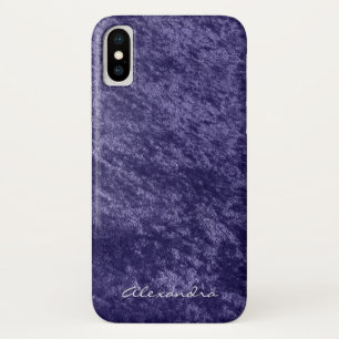 Monogram Girly Violet Purple Velvet Faux Fabric iPhone X Case