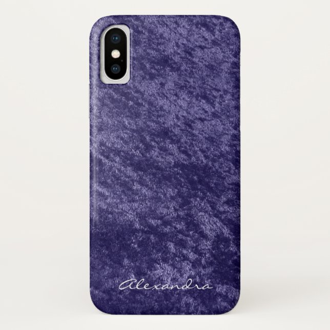 Monogram Girly Violet Purple Velvet Faux Fabric Case-Mate iPhone Case (Back)