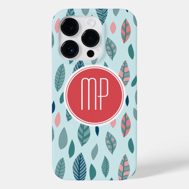 Monogram Girly Whimsical Leaves Pattern Case-Mate iPhone Case (Back)