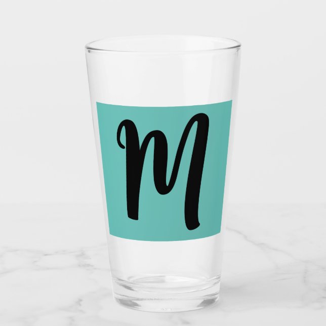 MONOGRAM GLASS BLUE TUMBLER (Front)