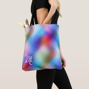 Monogram Glass Chequered Pattern Tote Bag