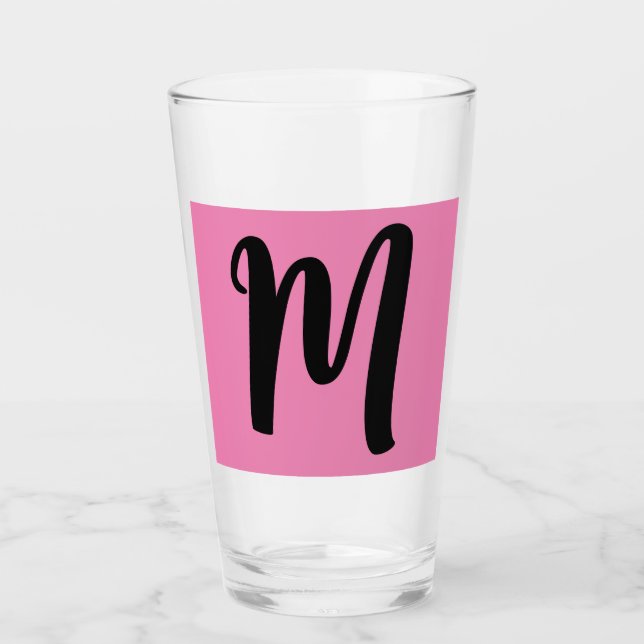 MONOGRAM GLASS PINK TUMBLER (Front)
