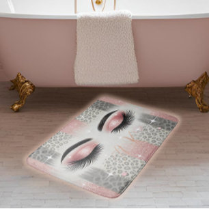 Monogram Glitter Eyelashes  Bath Mat