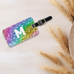 Monogram Glitter Look  Personalised Rainbow  Luggage Tag<br><div class="desc">This design may be personalised in the area provided by changing the photo and/or text. Or it can be customised by clicking Personalise this Template and then choosing the click to customise further option and delete or change the colour of the background, add text, change the text colour or style,...</div>