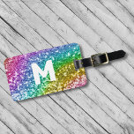 Monogram Glitter Personalised Rainbow  Luggage Tag<br><div class="desc">This design may be personalised in the area provided by changing the photo and/or text. Or it can be customised by clicking Personalise this Template and then choosing the click to customise further option and delete or change the colour of the background, add text, change the text colour or style,...</div>