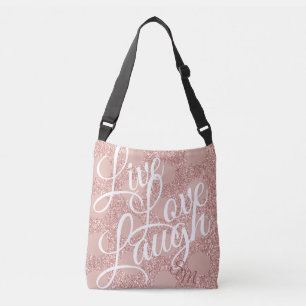 Monogram Glitter Rose Blush Live Love Laugh Tote