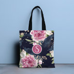 Monogram Glitter Watercolor Pink Blue Floral Girly Tote Bag<br><div class="desc">Monogram Glitter Watercolor Pink Blue Floral Girly Tote Bag features a pretty pink and blue watercolor floral pattern accented with gold glitter with your personalised monogram in the center. Personalize by editing the text in the text box provided. Designed by ©Evco Studio www.zazzle.com/store/evcostudio</div>