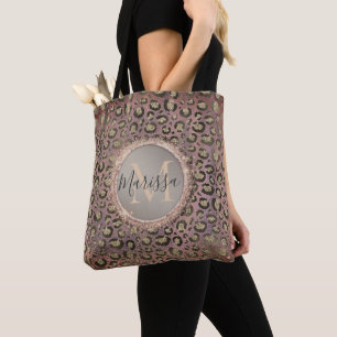 Monogram Glittery Chic Leopard  Tote Bag