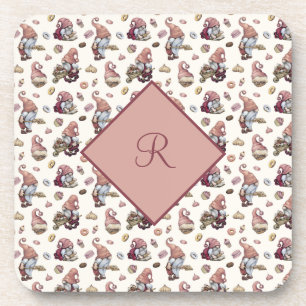 Monogram Gnomes Baking, Cupcakes, Donuts, Cute Coaster