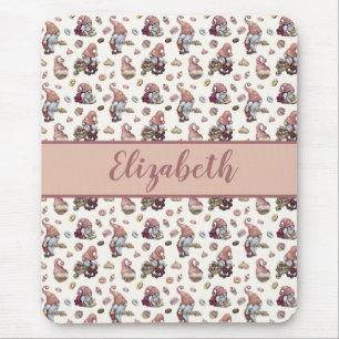 Monogram Gnomes Baking Cupcakes Doughnuts Pink Scr Mouse Mat