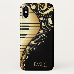 Monogram Gold And Black Music Keys iPhone X Case