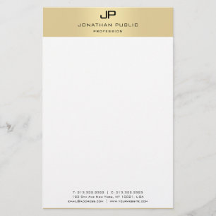 Monogram Gold And White Modern Elegant Template Stationery