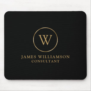 Monogram Gold Black Business Mouse Mat
