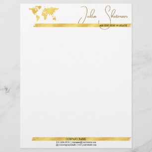 Monogram Gold Black Chic Modern Script Minimalist Custom Letterhead