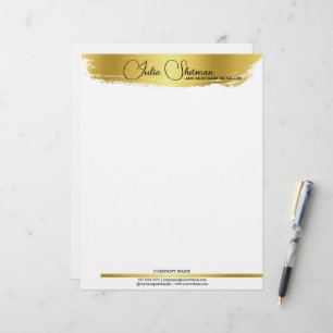 Monogram Gold Black Chic Modern Script Minimalist Custom Letterhead