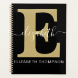 Monogram Gold Black Customised Script Name Initial Planner<br><div class="desc">Do you want a personalised planner that is perfect for your weekly schedule? Then you need the Monogram Gold Black Custom Script Name Initial Personalised Spiral Bound Planner! This planner is perfect for keeping all of your important information organised and accessible. Plus, it comes with a coil binding to keep...</div>