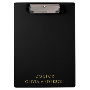 Monogram Gold Black Minimalist Modern Clipboard