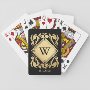 Monogram Gold & Black Playing Cards
