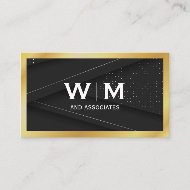Monogram | Gold Border Business Card (Front)