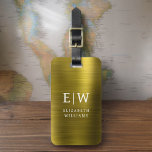 Monogram Gold Brushed Metallic Elegant Luggage Tag<br><div class="desc">Introducing our Monogram Brushed Metallic Elegant Luggage Tag: Elevate your travel experience with this sophisticated accessory. Crafted from brushed metallic material, this luggage tag exudes elegance and style. The monogram design adds a personalised touch, making it easy to identify your luggage while adding a touch of sophistication to your belongings....</div>
