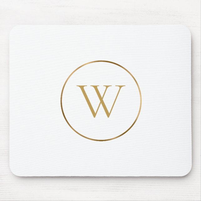 Monogram Gold Chic Trendy White Mouse Mat (Front)
