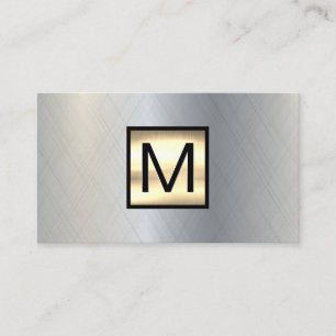 Monogram Gold Chrome Metallic Banner Business Card