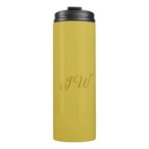 Monogram Gold Colour Plain Modern Minimalist Thermal Tumbler