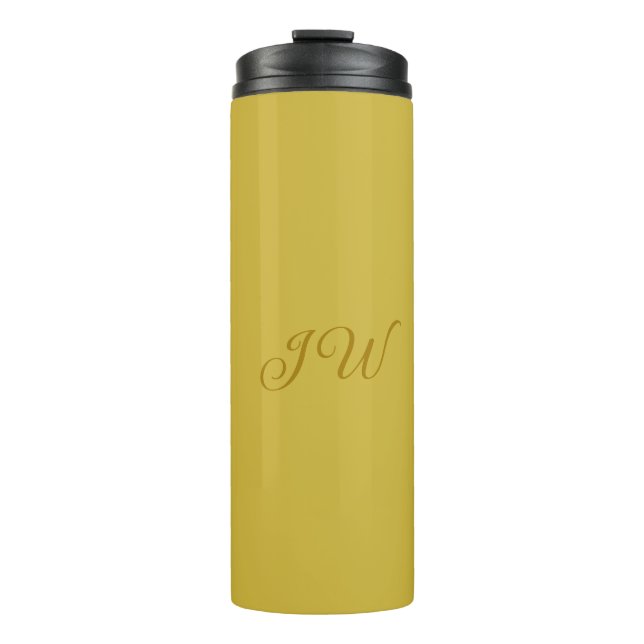 Monogram Gold Colour Plain Modern Minimalist Thermal Tumbler (Front)