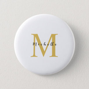 Monogram Gold Colour Your Name Special Gift Belove 6 Cm Round Badge