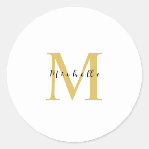 Monogram Gold Colour Your Name Special Gift Belove Classic Round Sticker