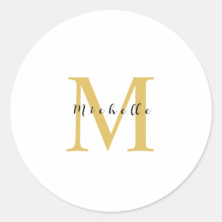 Monogram Gold Colour Your Name Special Gift Belove Classic Round Sticker