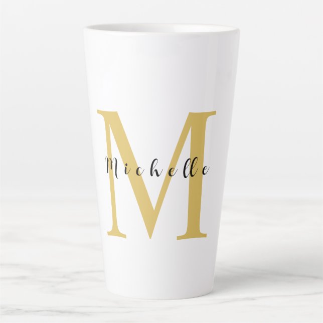 Monogram Gold Colour Your Name Special Gift Belove Latte Mug (Front)