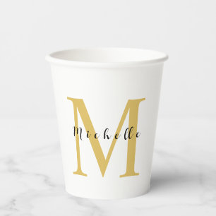 Monogram Gold Colour Your Name Special Gift Belove Paper Cups