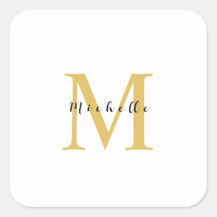Monogram Gold Colour Your Name Special Gift Belove Square Sticker