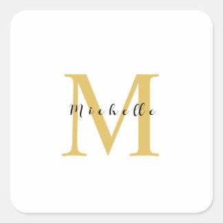 Monogram Gold Colour Your Name Special Gift Belove Square Sticker