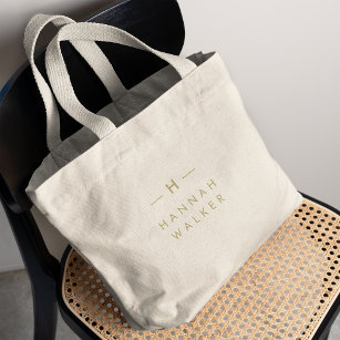 Monogram Gold   Elegant Minimalist Classy Large Tote Bag