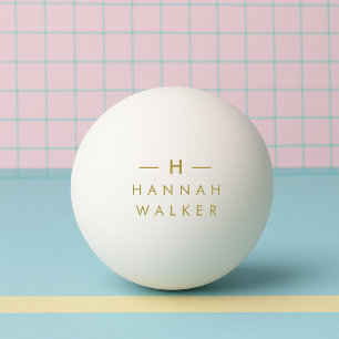 Monogram Gold Elegant Minimalist Classy Ping Pong Ball