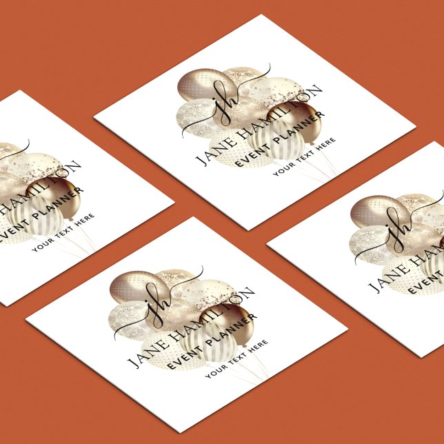 Monogram Gold Event Planner Square Business Card (Creator Uploaded)