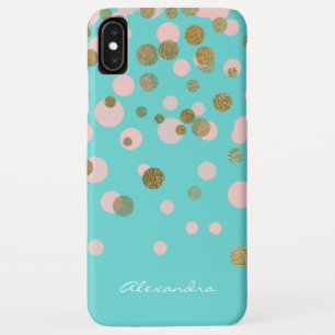 Monogram Gold Foil and Rose Gold Confetti iPhone XS Max Case