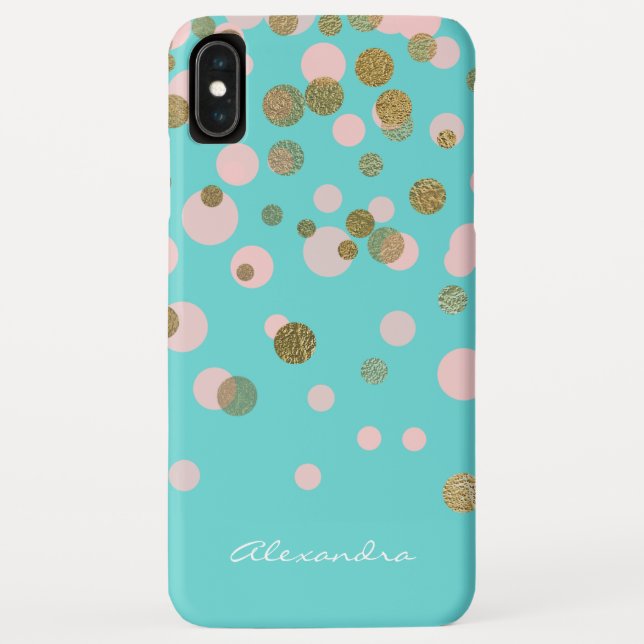 Monogram Gold Foil and Rose Gold Confetti Case-Mate iPhone Case (Back)