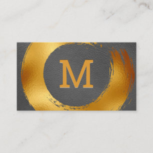 Monogram   Gold Foil Circular Brushed Business Card